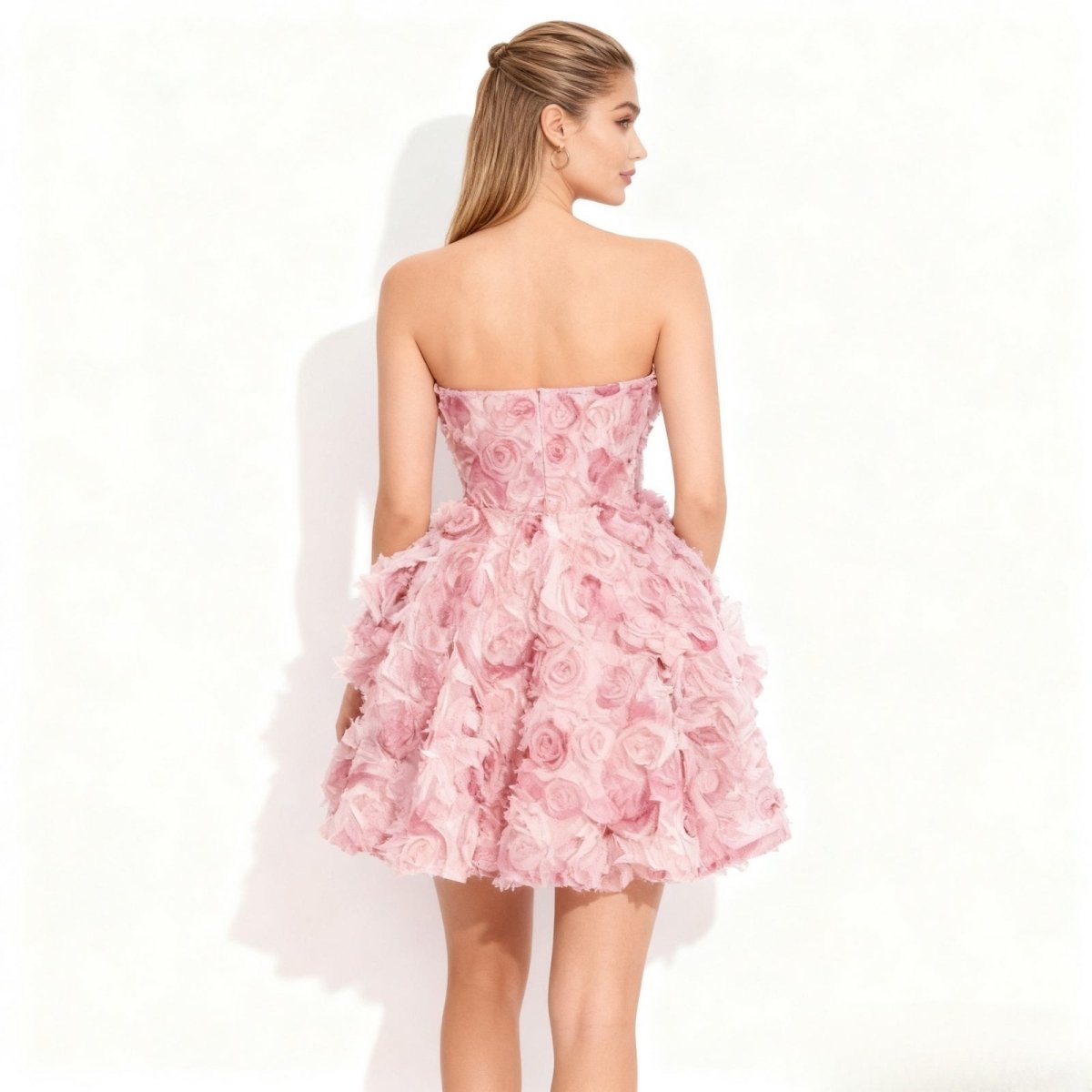 Organza Rosette Dress for Women with Hand-Sculpted Details | Elegant Long Dress for Special Occasions